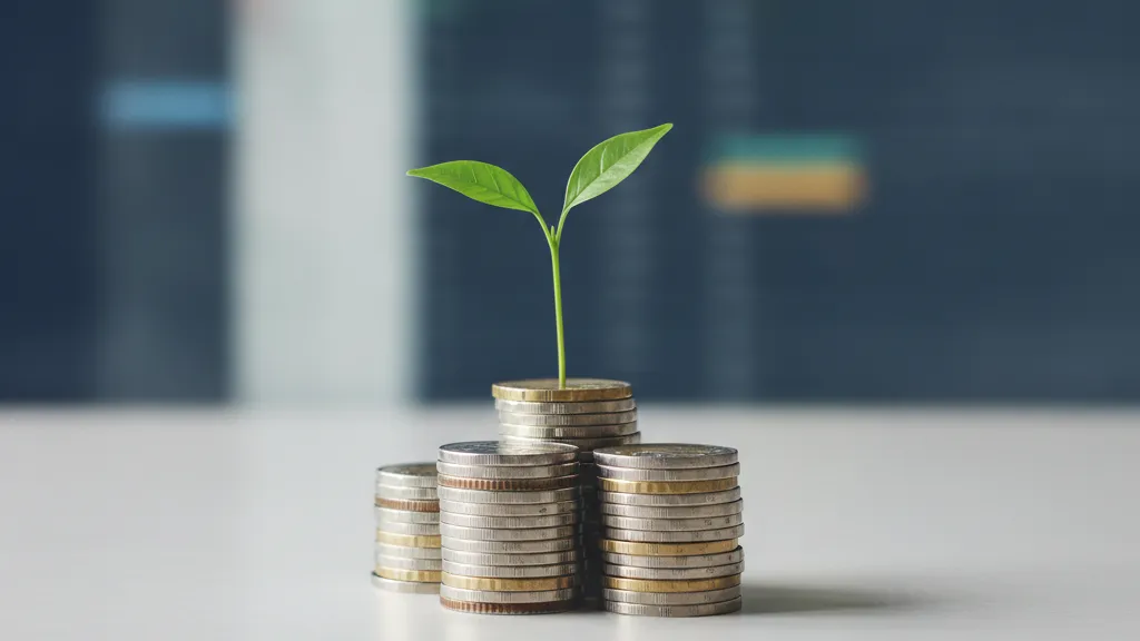 Growth chart and a coin representing monetized Excel models